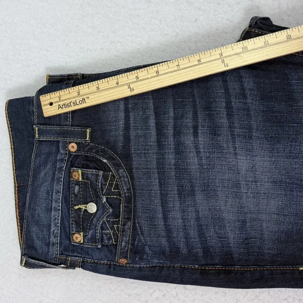 True Religion Mens Jeans Size 38 Blue Slim Straight Flap Pocket Denim Vintage
